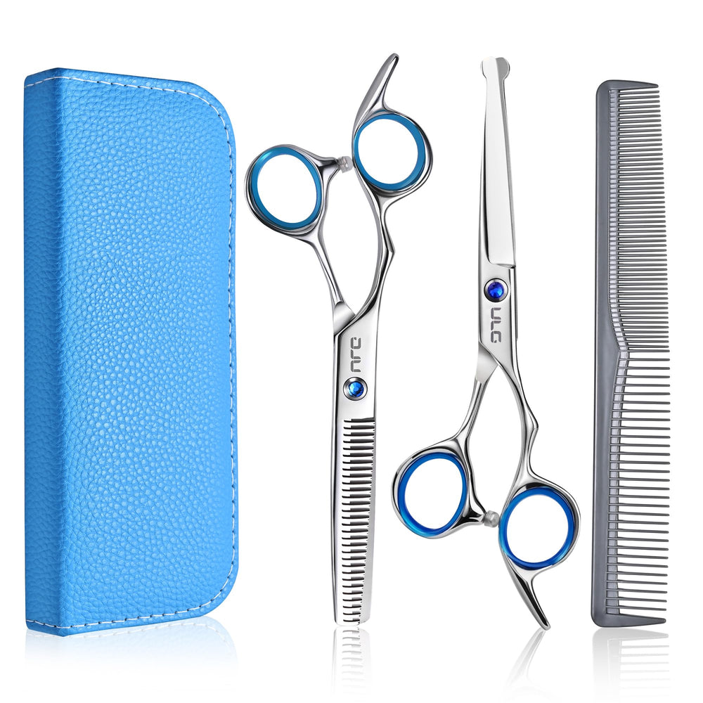 ULG hair cutting scissors with round tip for safe home trims.