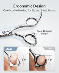 ULG concave, self-sharpening blade provides clean cuts for thinning and texturizing.