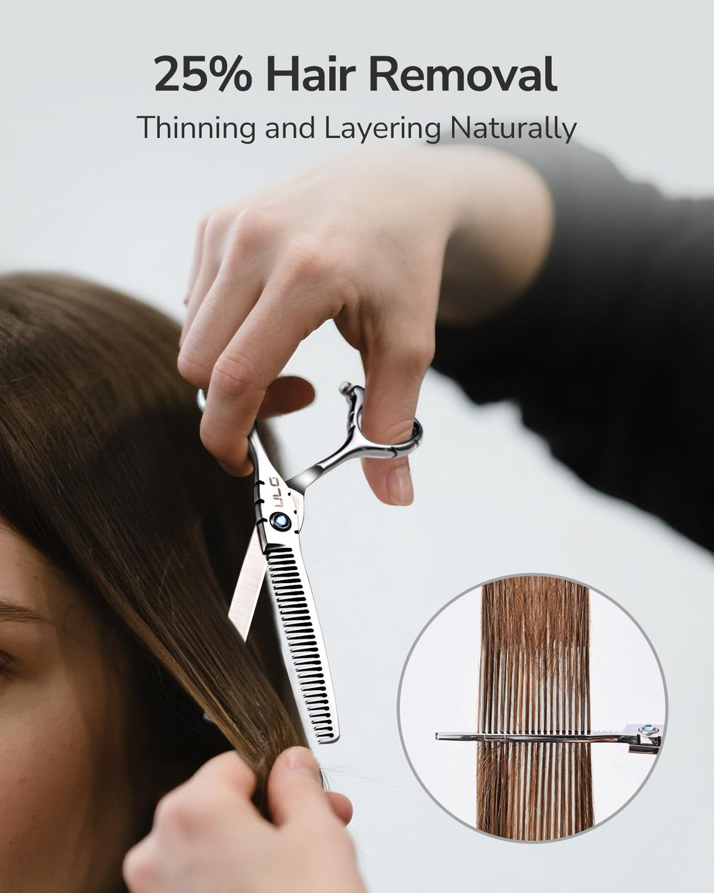 ULG thinning scissors suitable for pros and home use, delivering control.