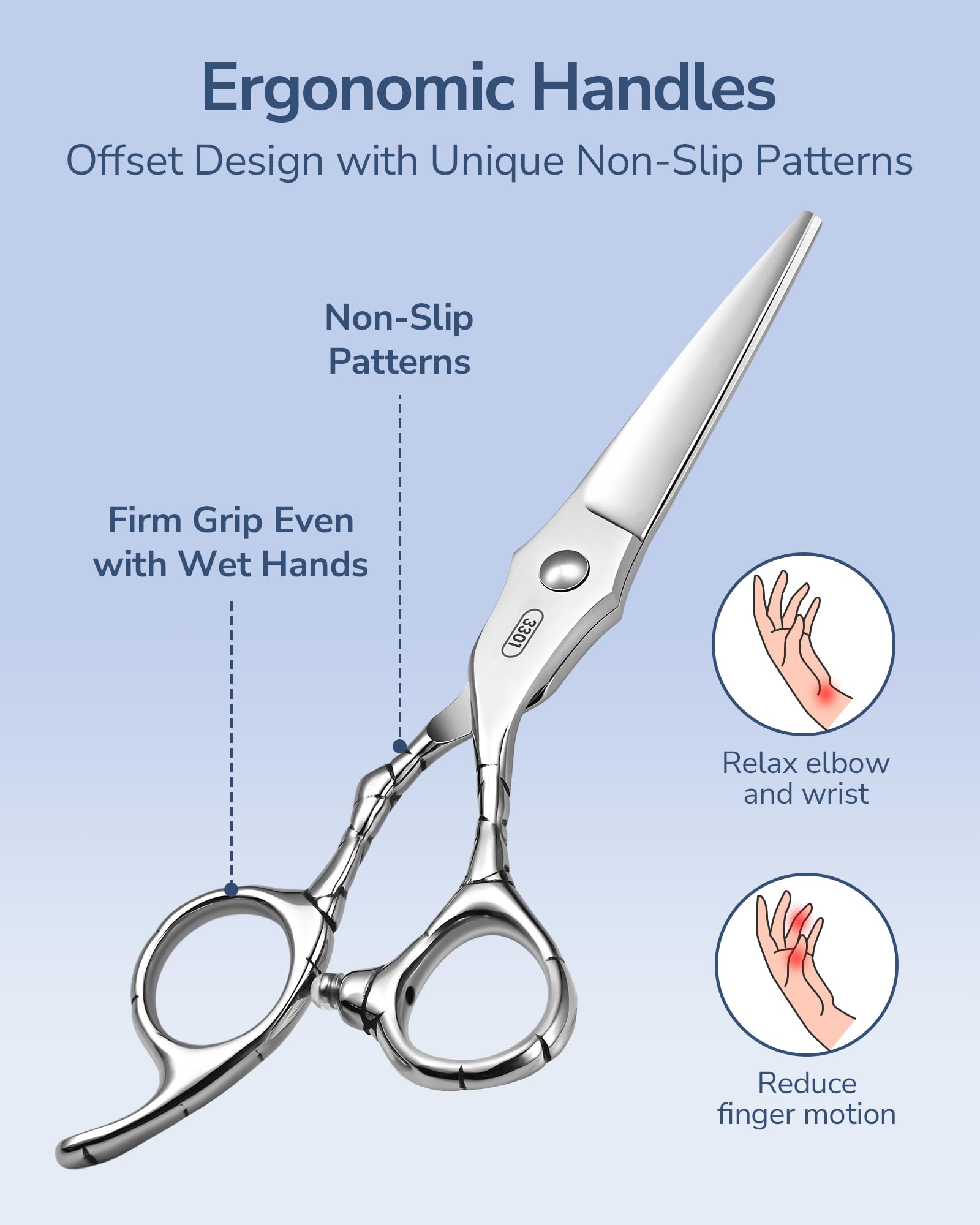 ULG hand honed barber scissors with a precision edge for detailed styling.