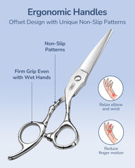 ULG hand honed barber scissors with a precision edge for detailed styling.