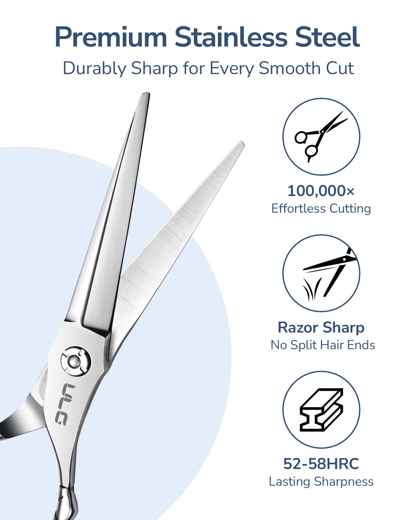 ULG Japanese 440C stainless steel blades close-up highlighting durable, sharp performance.