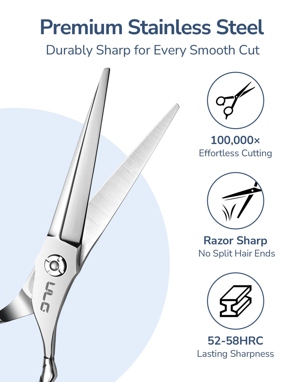 ULG Japanese 440C stainless steel blades close-up highlighting durable, sharp performance.