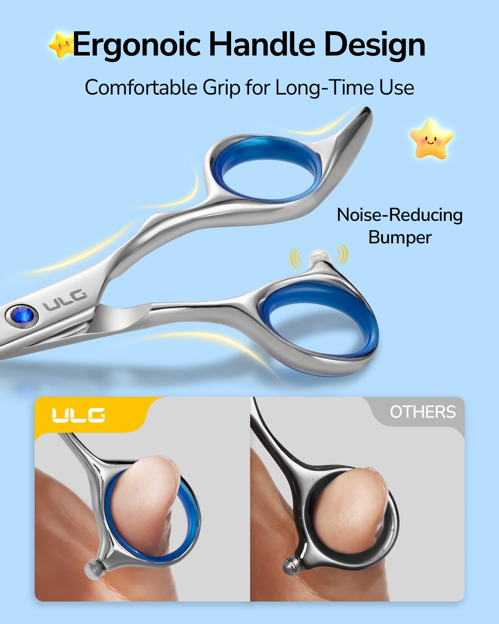 ULG 100% Japanese stainless steel blades deliver smooth, snag-free cuts.
