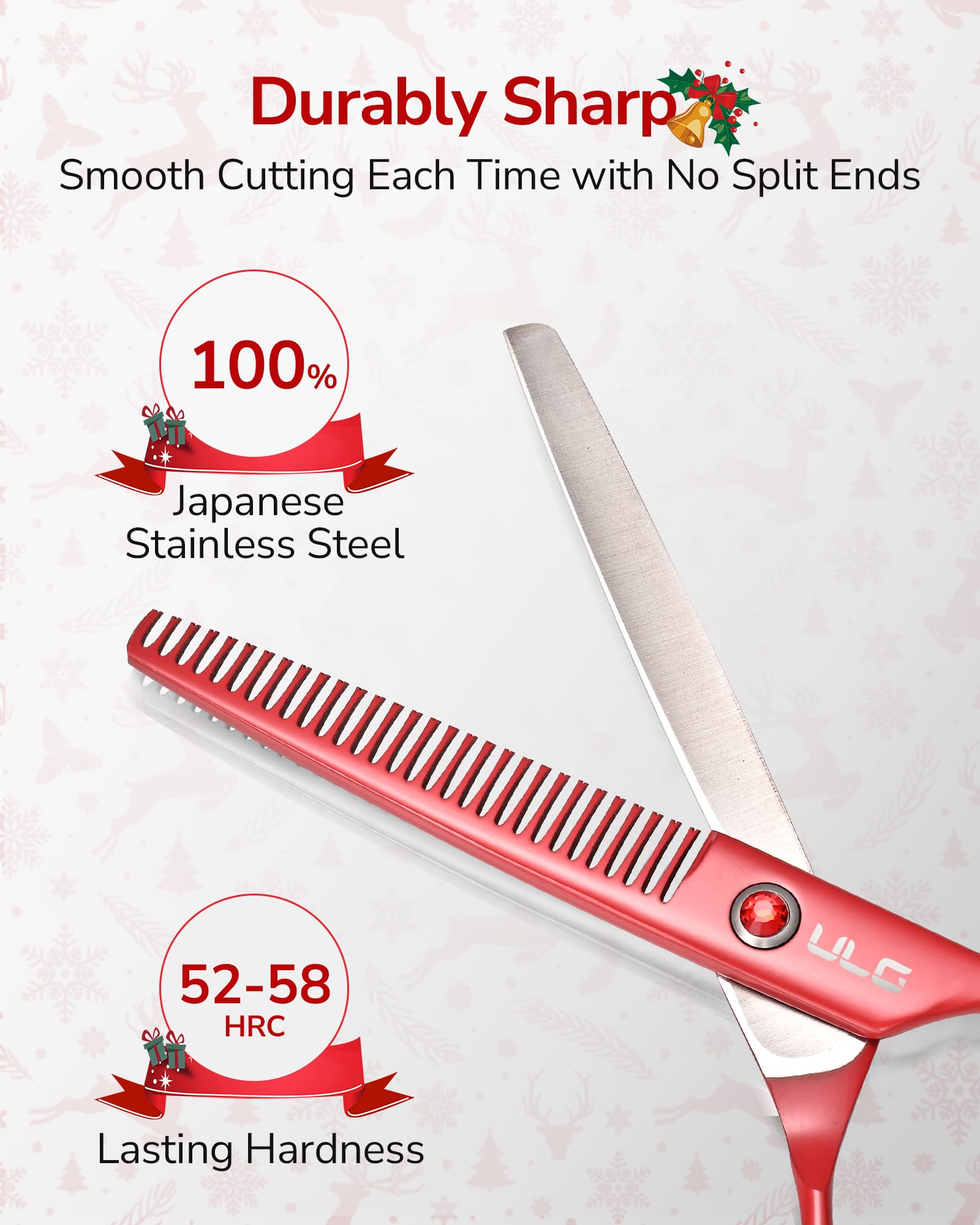 ULG Japanese stainless steel blades deliver durable sharpness for thinning and blending