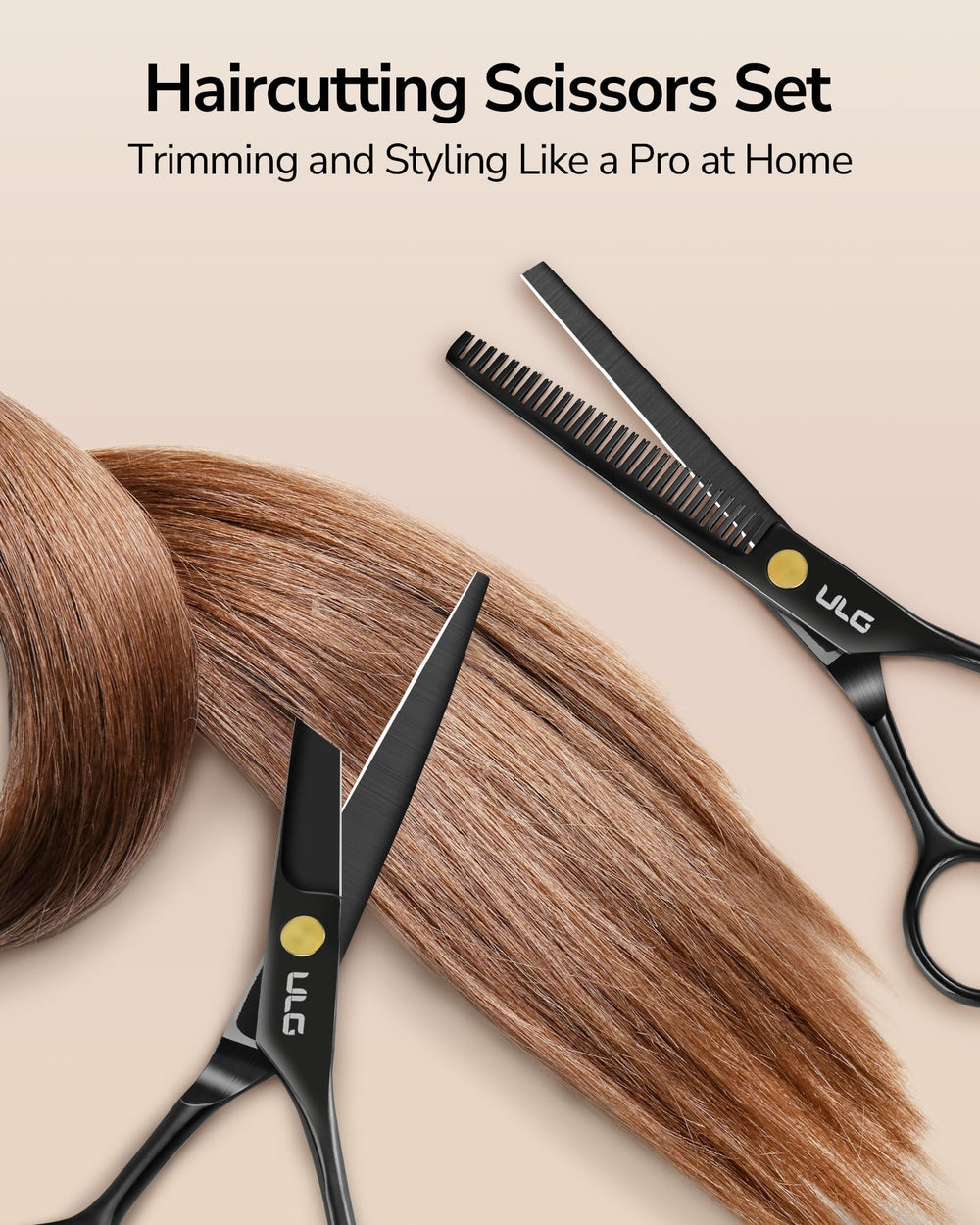 ULG kit contents include cutting scissors and thinning shears for versatile styling