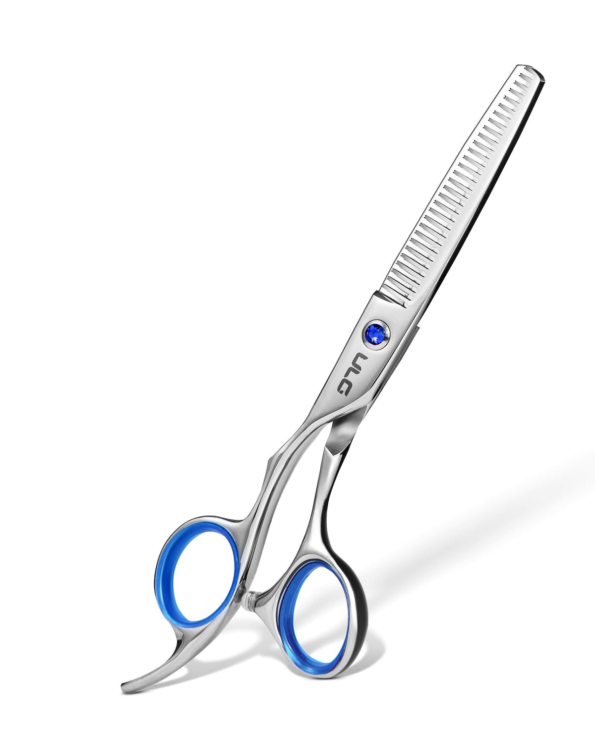 ULG left-handed thinning scissors pivot sapphire detail for premium look