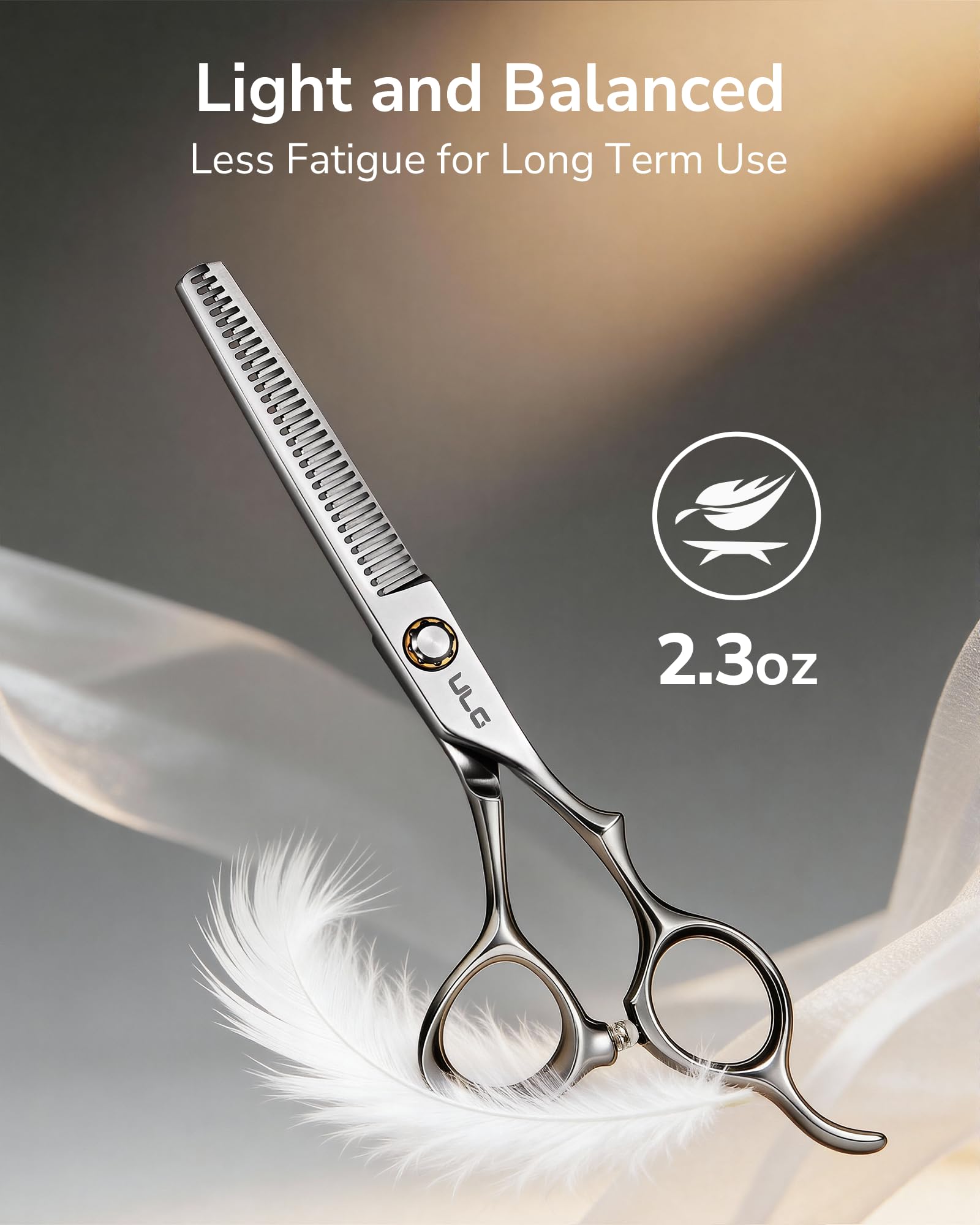 ULG lightweight 2.2 oz scissors ideal for all hair types