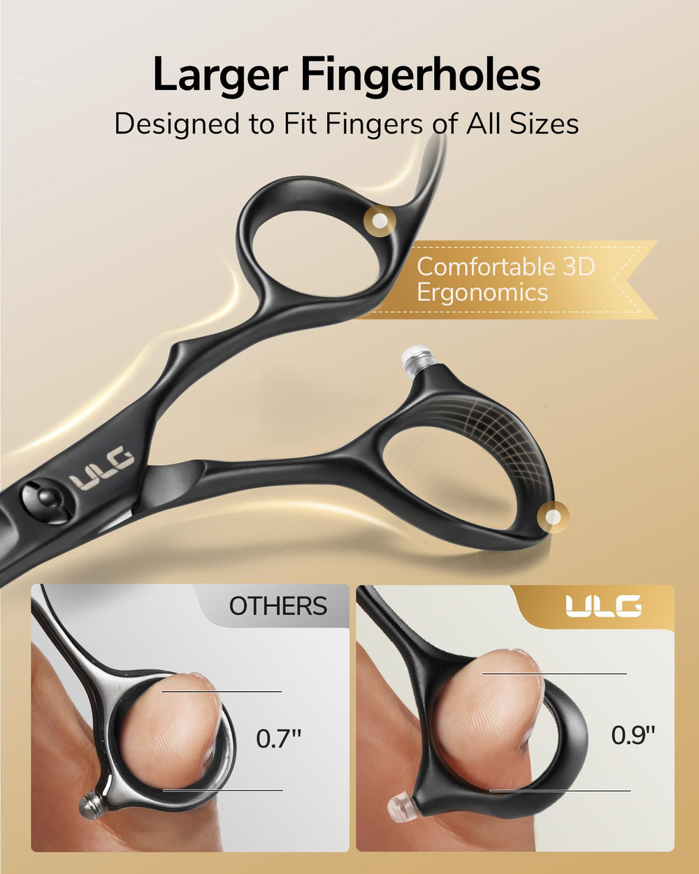 ULG lightweight hairdressing scissors at 2 oz for easy maneuvering