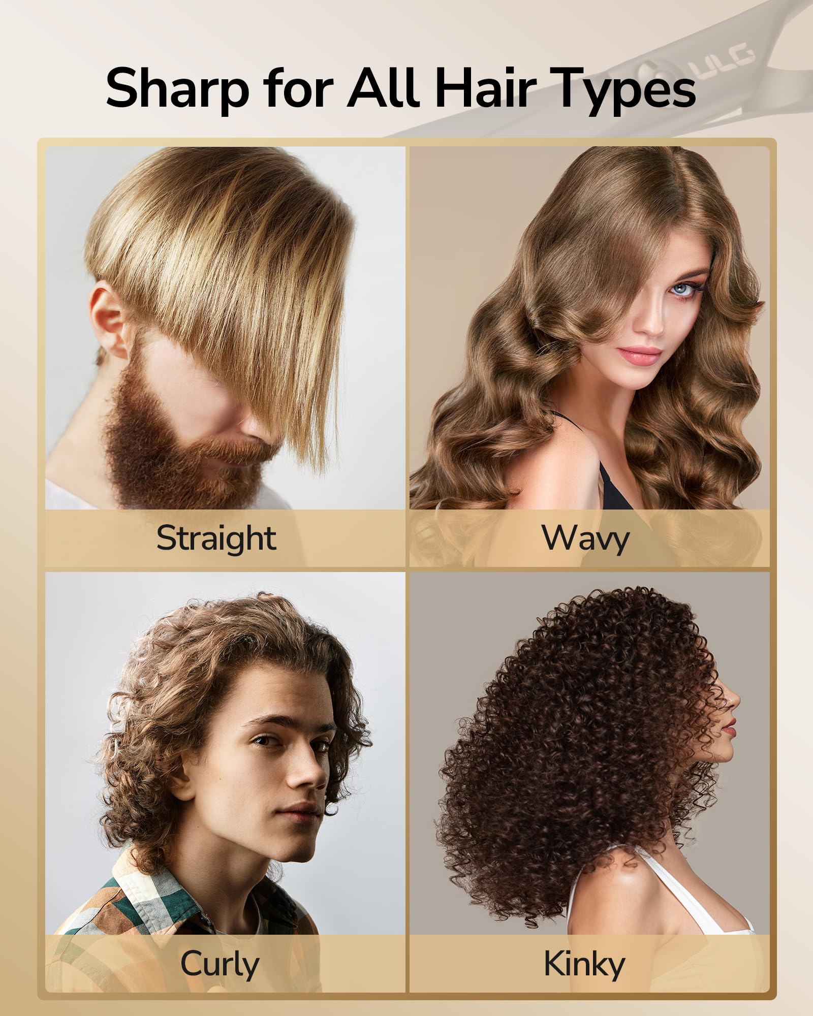 ULG matte black cutting and thinning shears for versatile styling