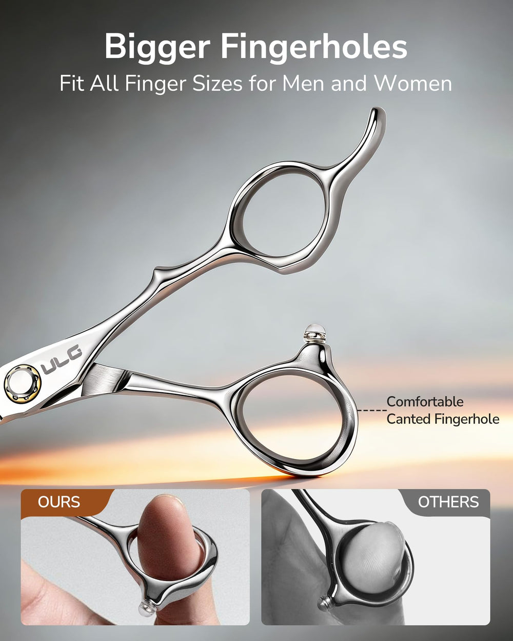 ULG hand-honed blades for clean thinning and soft blends