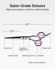 ULG professional barber shears with Japanese 440C stainless steel durability