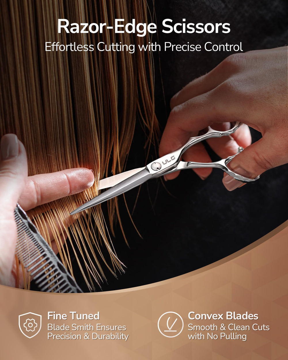 ULG 6.5-inch professional scissors balanced for blunt and point cuts