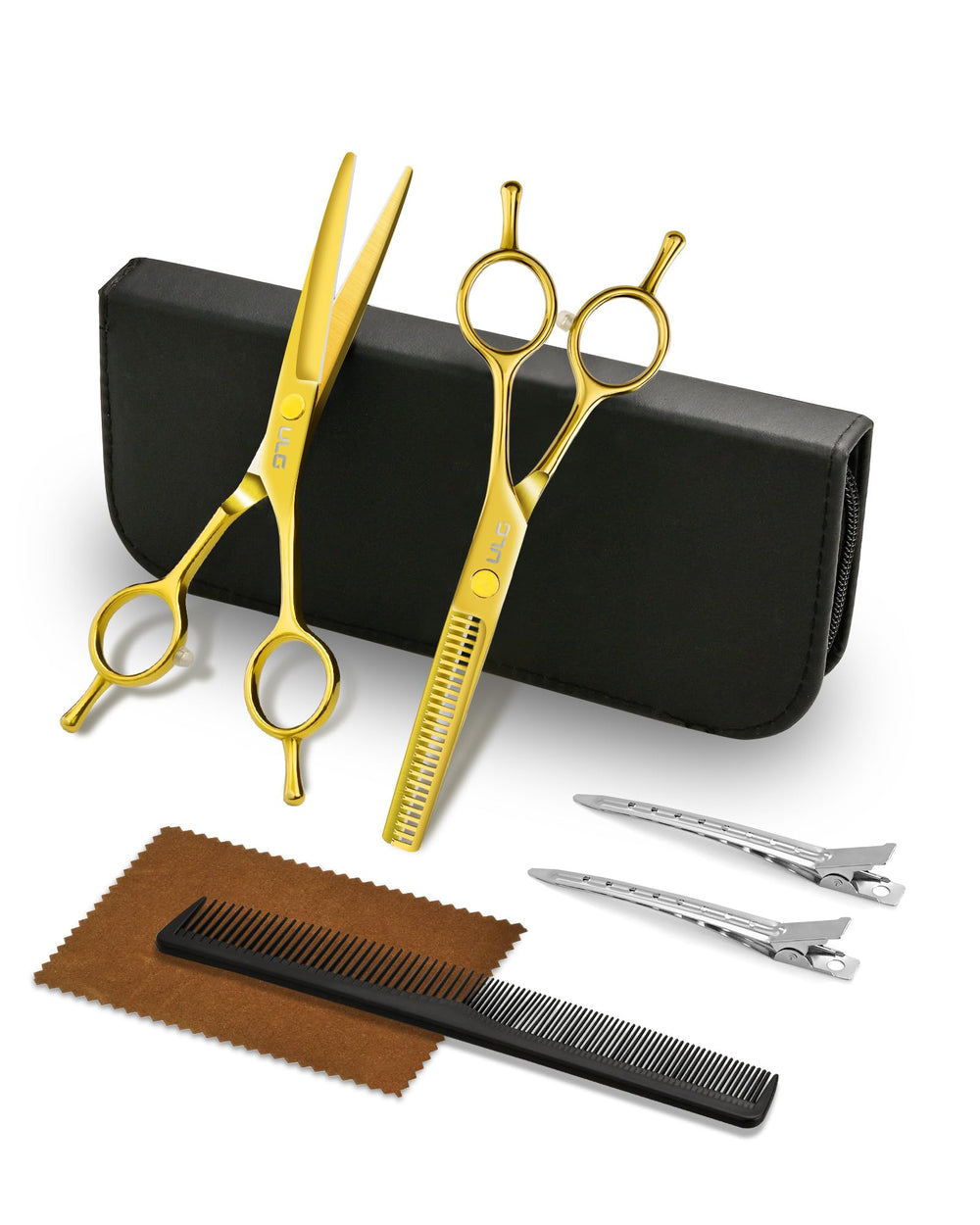 ULG 6.5-inch hair cutting scissors with gold finish for precise home styling