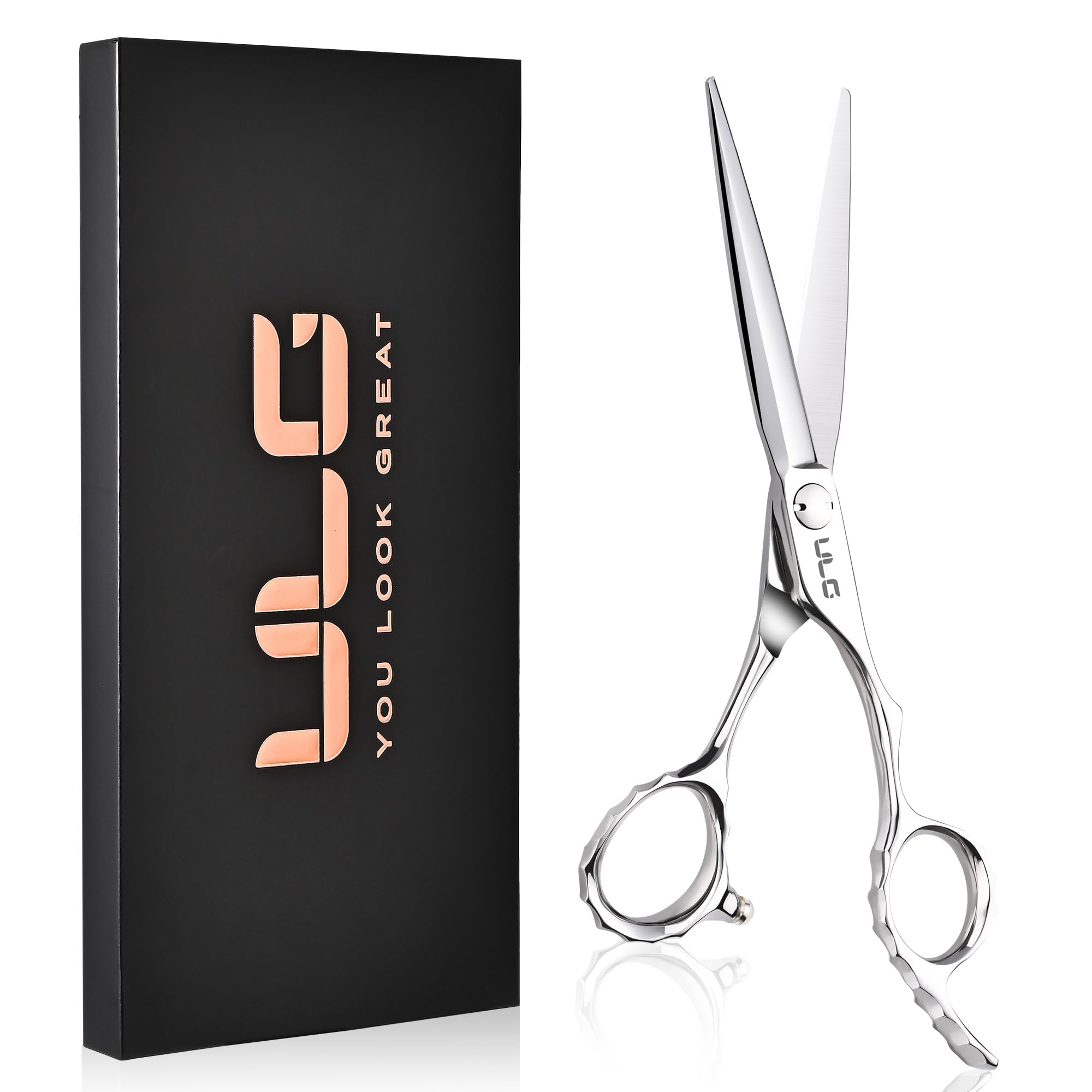 ULG professional hair cutting scissors razor-sharp blade close-up for precise cuts