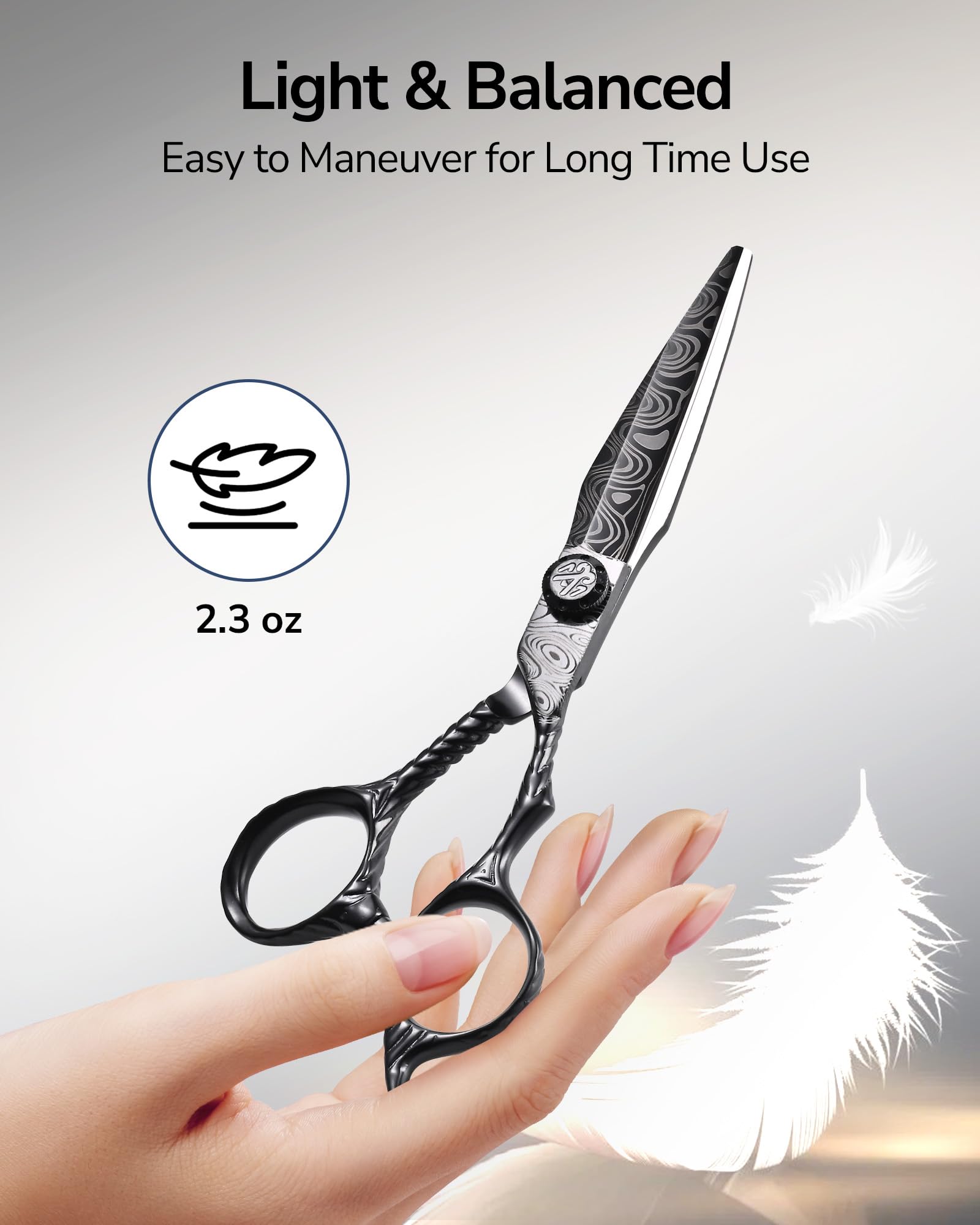 ULG scissors glide through wet or dry hair for versatility