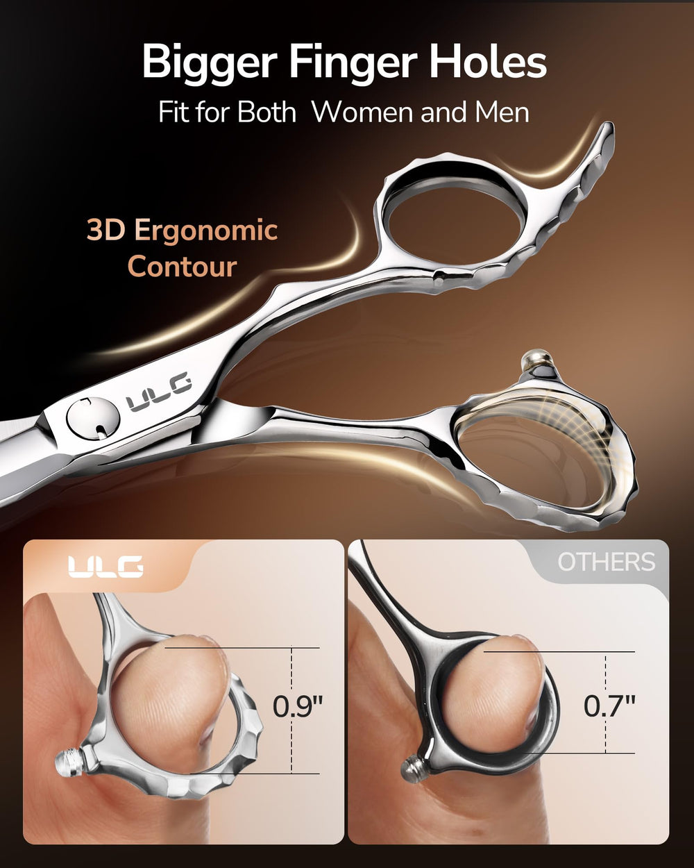 ULG convex-edge blades hand-honed for smooth hair glides
