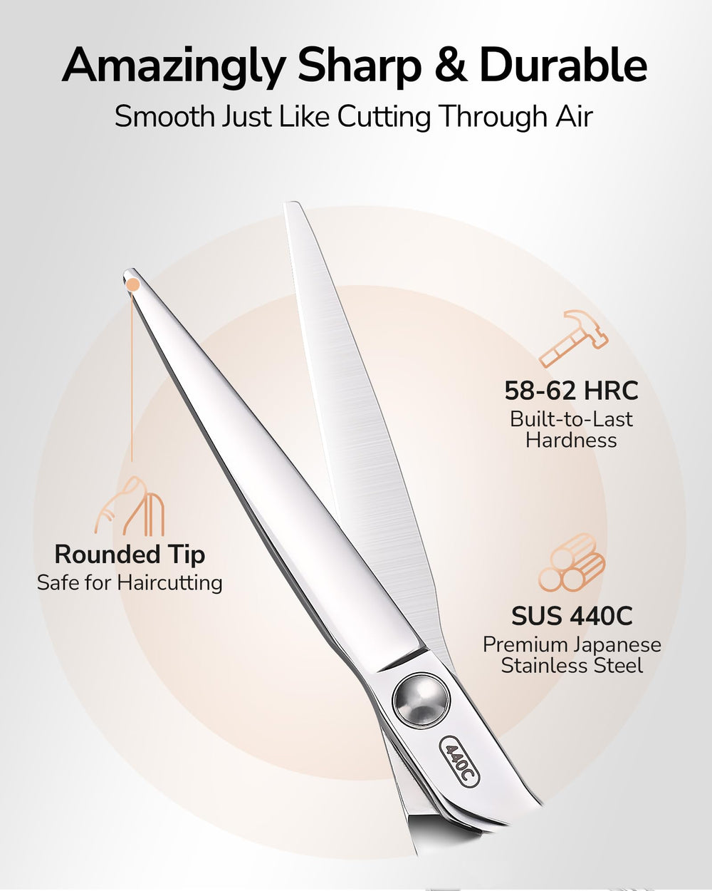 ULG professional hair cutting scissors with mirror finish for luxury aesthetics and rust resistance