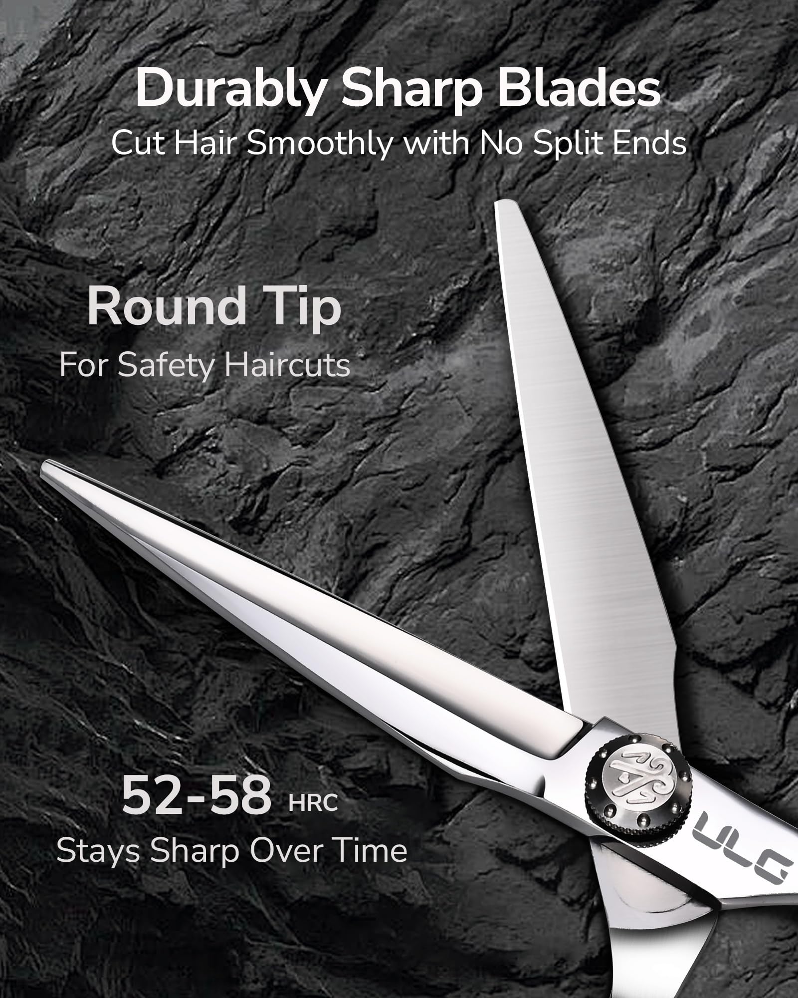 ULG scissors with offset handle for ergonomic comfort during long sessions