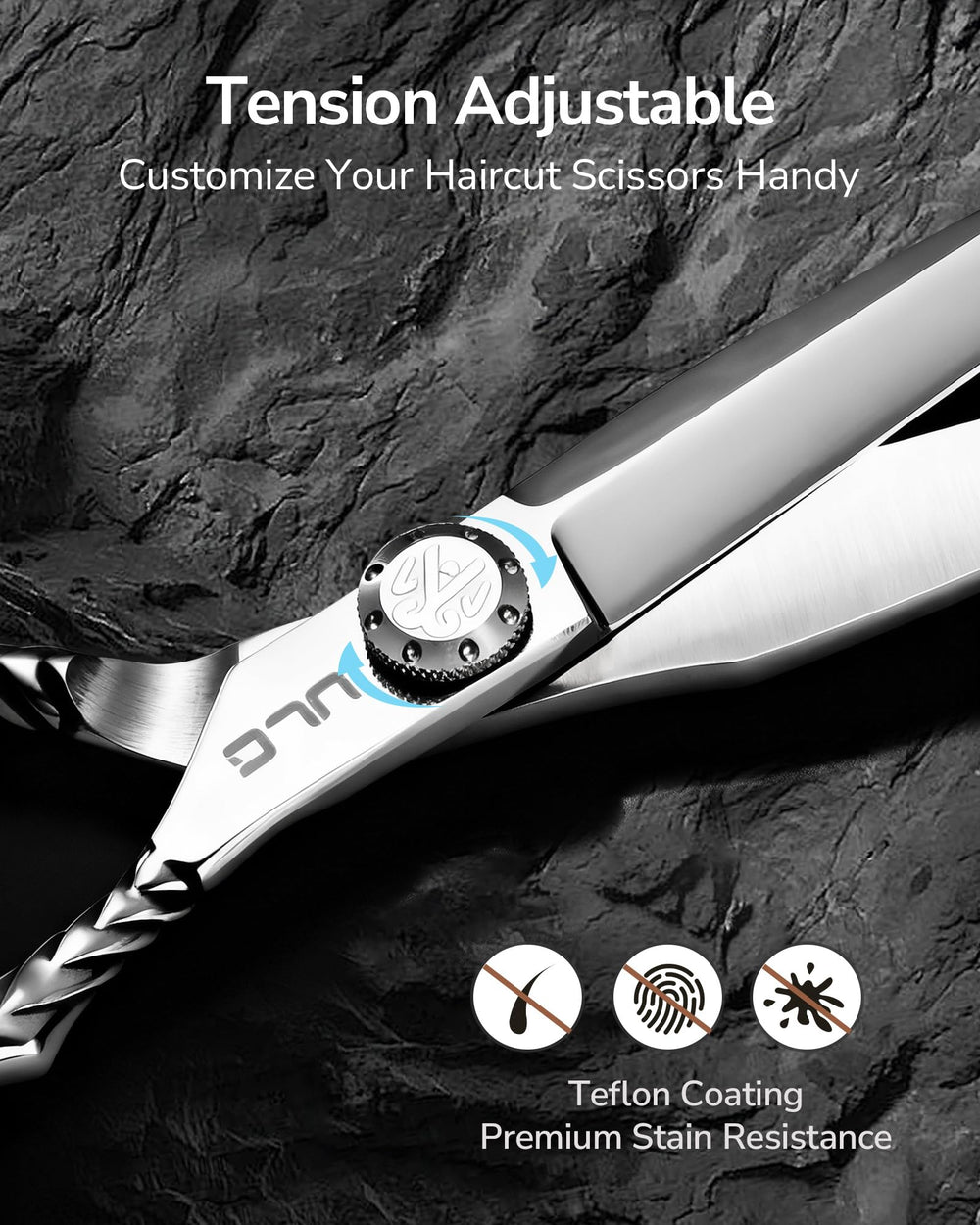 ULG rounded-tip blades add safety when trimming near ears and bangs
