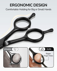 ULG thinning shears symmetric design supports right-handed use with balanced control