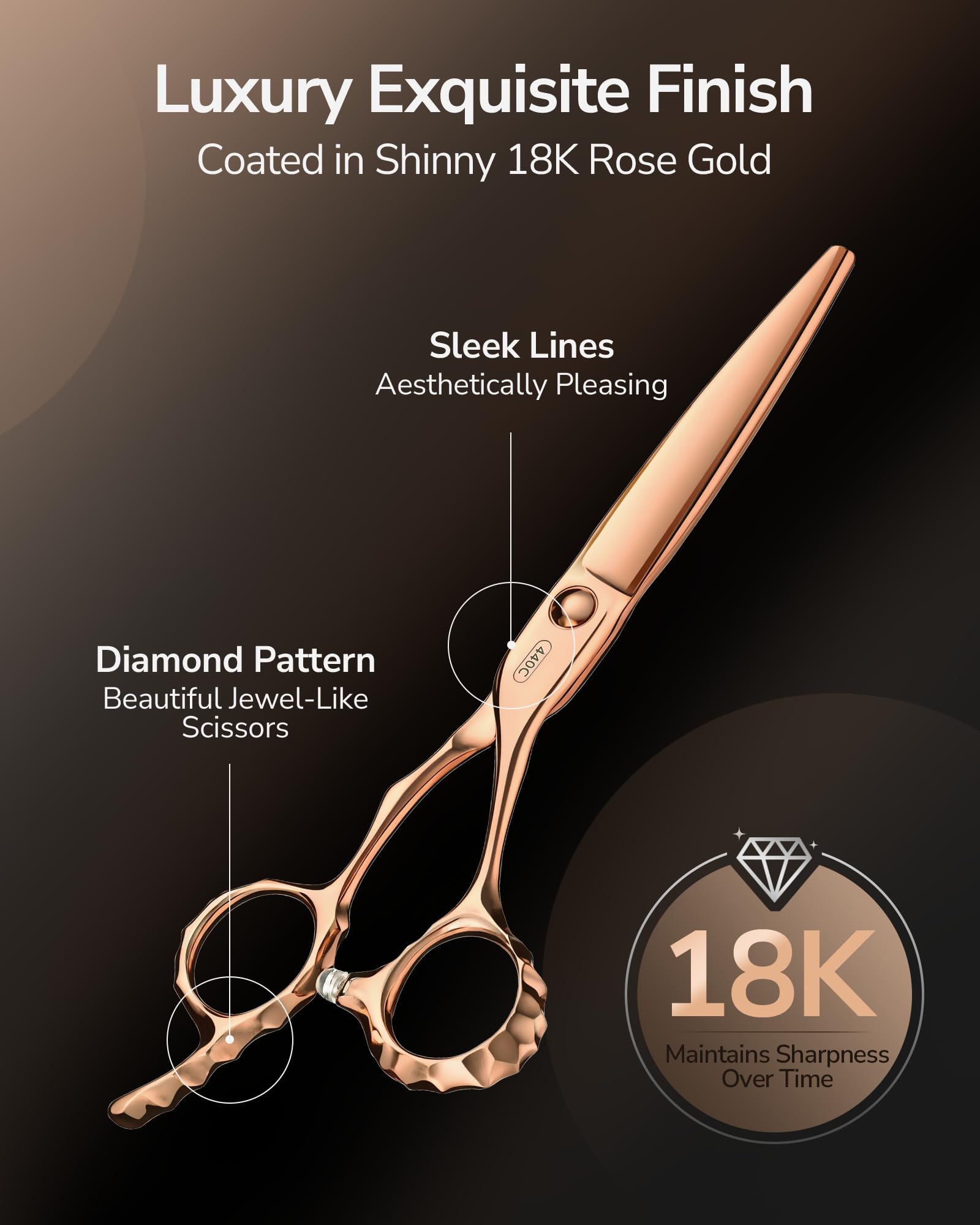 ULG rose gold plating with diamond-pattern finger holes for premium grip.