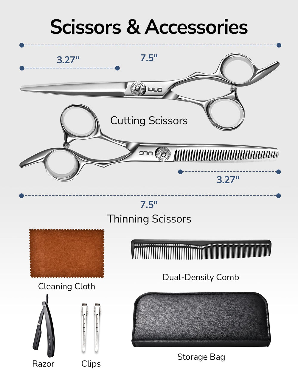 ULG rust-resistant stainless steel blades ensure long-lasting sharpness.