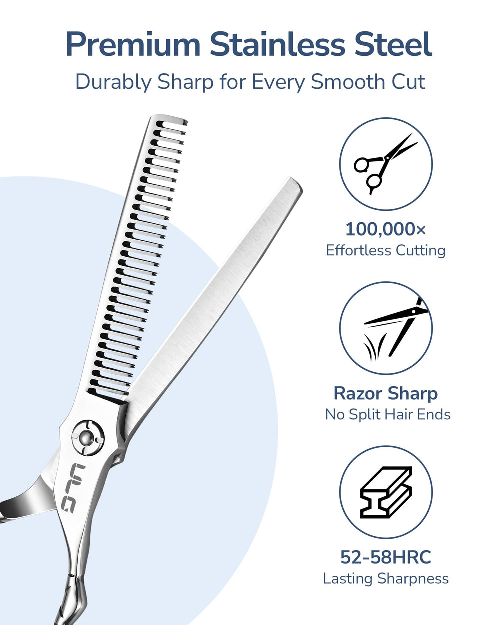 ULG texturizing shears 30 teeth close-up highlighting bulk reduction and natural layering