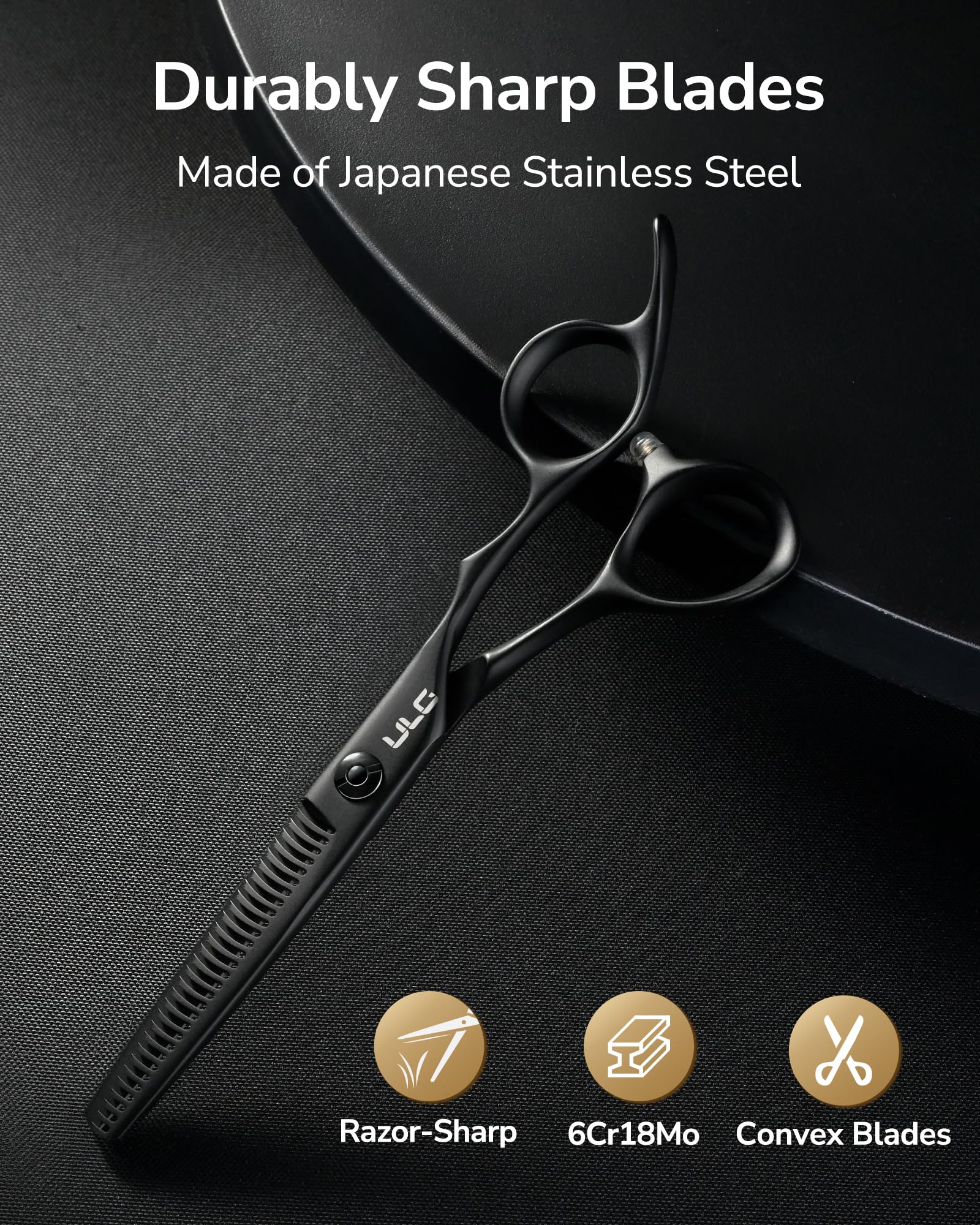 ULG Texturizing Shears deer-tooth blades providing controlled thinning for natural texture.