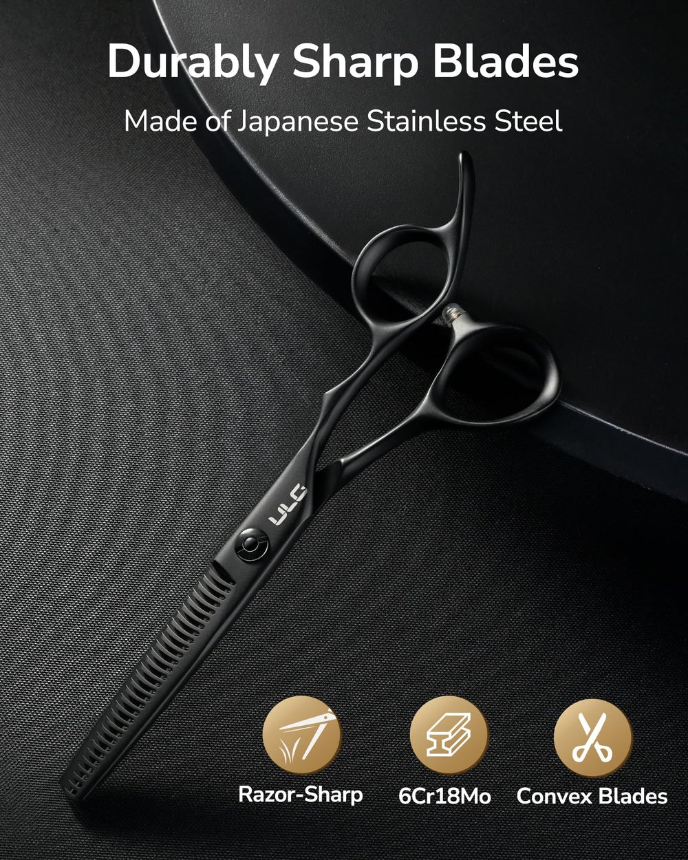 ULG Texturizing Shears deer-tooth blades providing controlled thinning for natural texture.