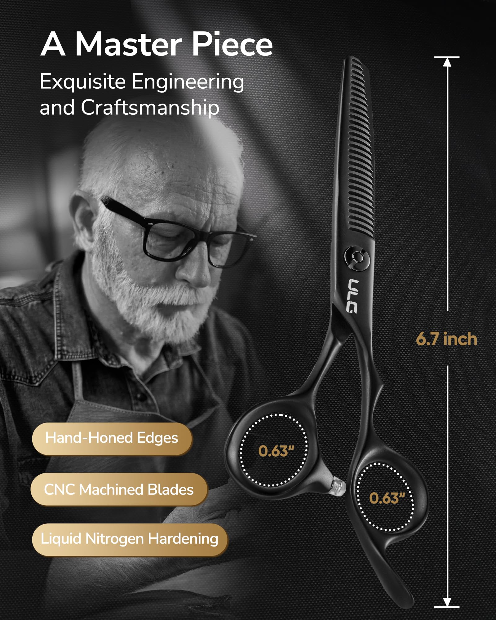 ULG Texturizing Shears ergonomic offset handles reduce fatigue during long sessions.