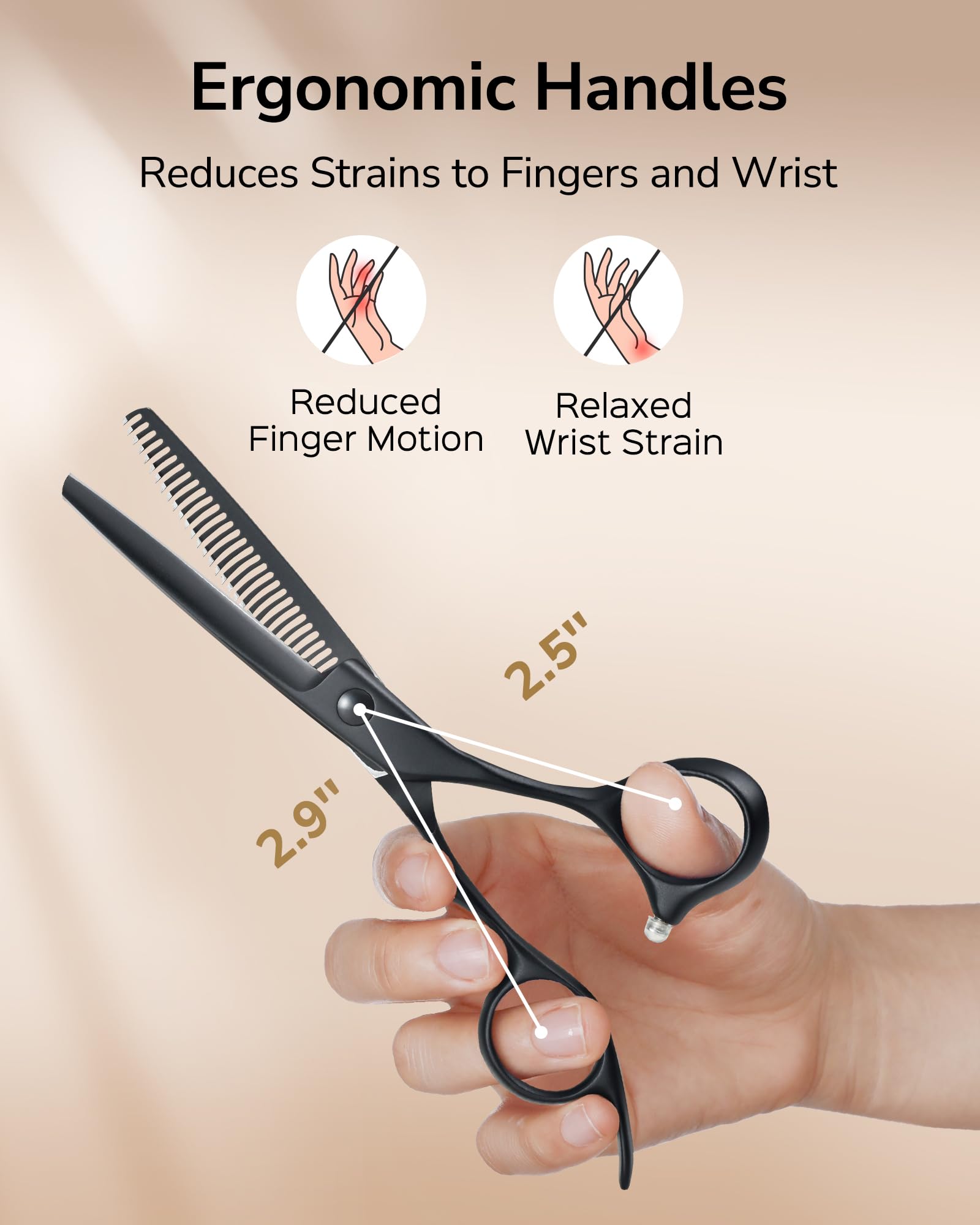 ULG Texturizing Shears close-up of texturizing blades for soft thinning.