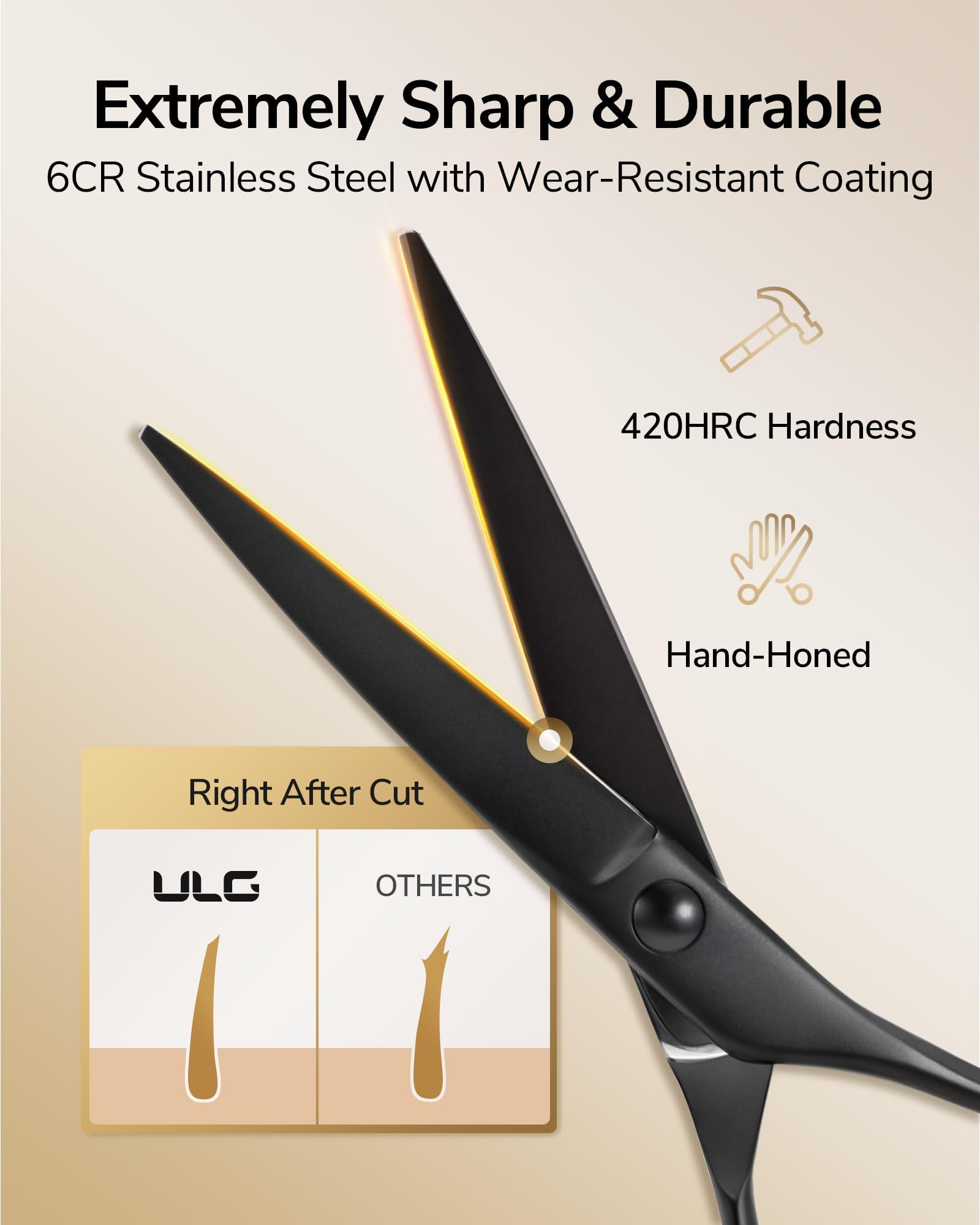 ULG three scissors close-up highlighting precision blades for clean cuts