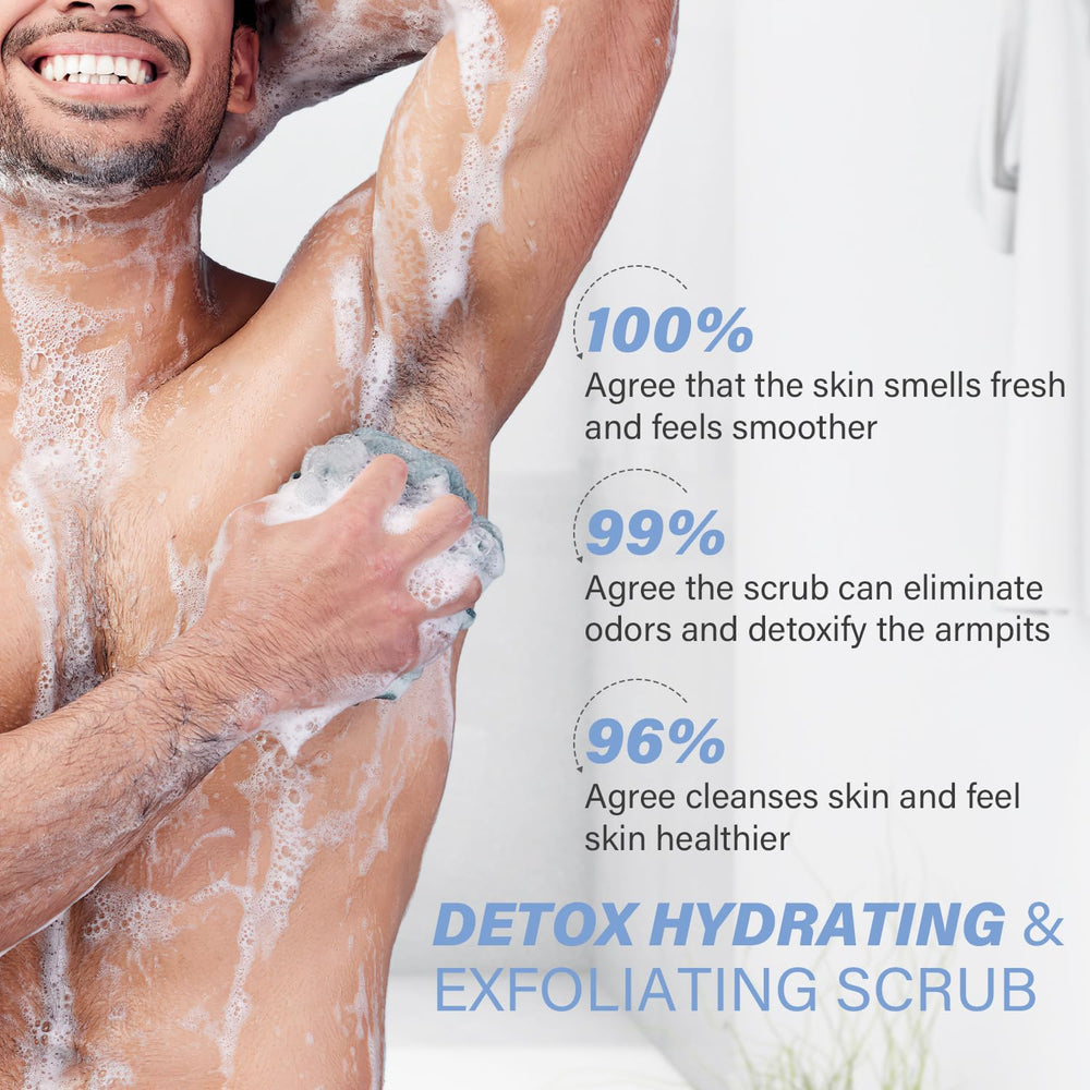 Ulluxe Charcoal Underarm Scrub applying on armpit to refresh and cleanse.