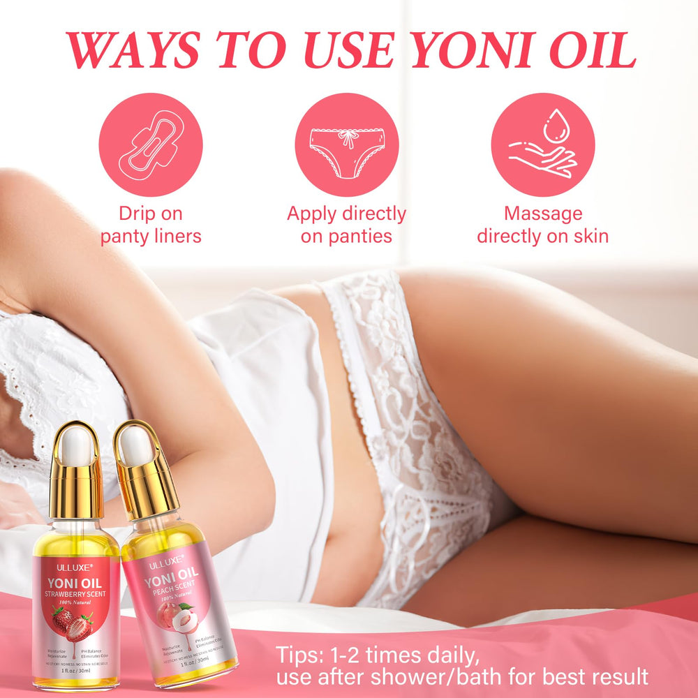 ulluxe Yoni Oil on panty liner for discreet daily use