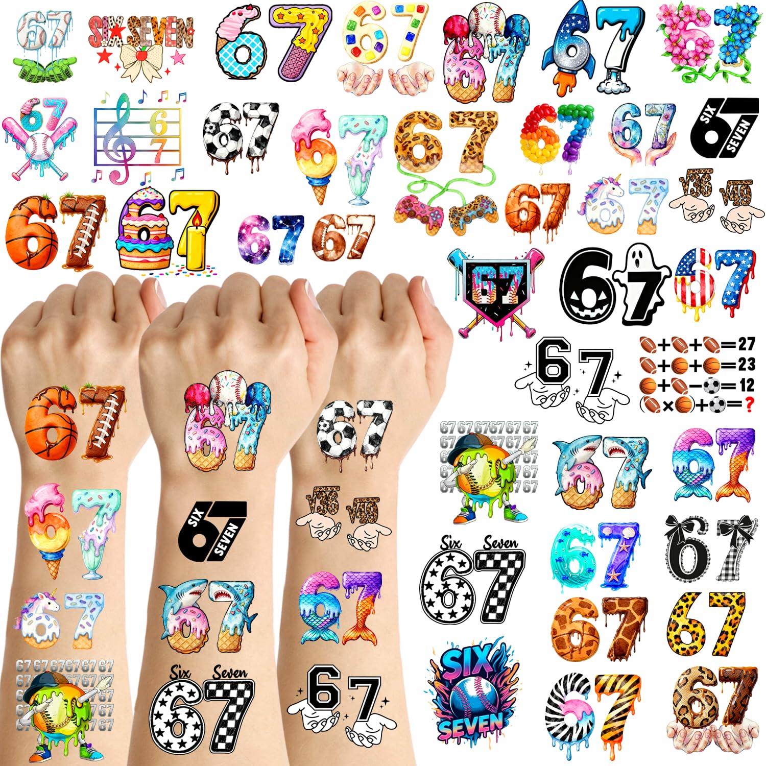 Ulmisfee Six Seven tattoos basic designs on sheets for easy party prep.