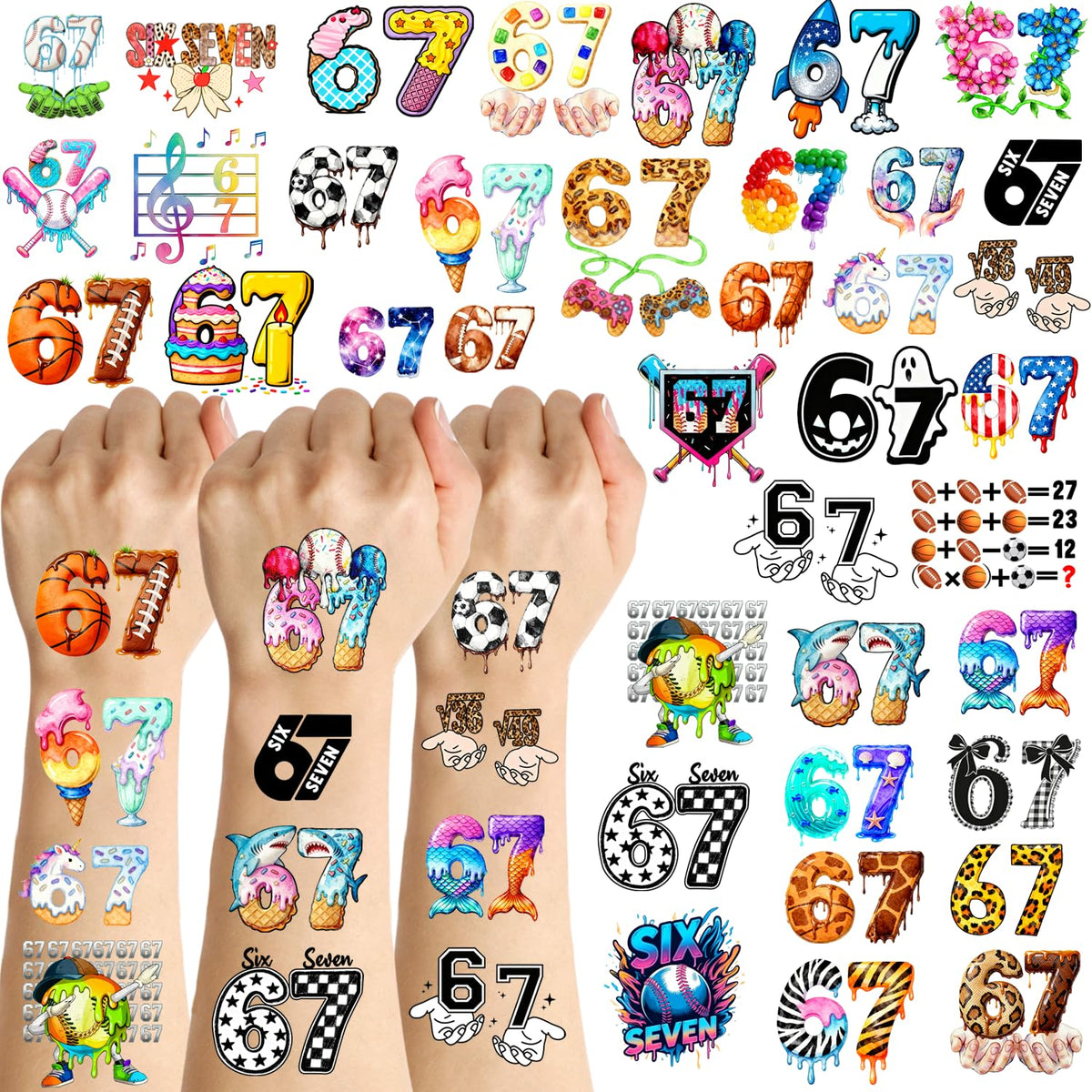 Ulmisfee Six Seven tattoos basic designs on sheets for easy party prep.