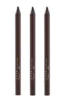 Ulta Beauty 3-pack Mink gel eyeliner pencils organized for a smooth, long-lasting brown look.