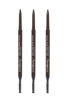 Ulta Beauty Ultra Slim Brow Pencil in Dark Brown 3-pack with spoolie for precise natural brows.