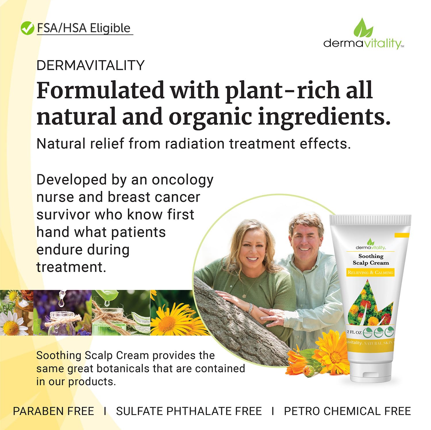 UltimateVitality Dermavitality ingredients bottle highlights natural botanicals for nourishment.
