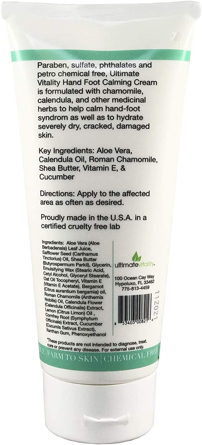 UltimateVitality Hand Foot Cream USA-manufactured label indicating trusted production standards.