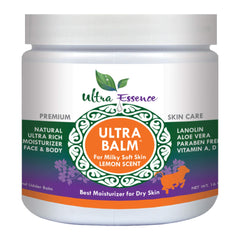 Ultra Balm Daily Moisturizer bottle showing long-lasting hydration for dry skin.