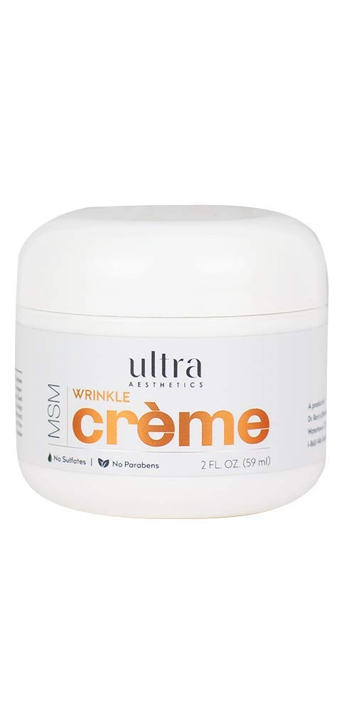 Ultra Botanicals MSM Wrinkle Creme bottle showcasing nourishing formula for smoother skin.
