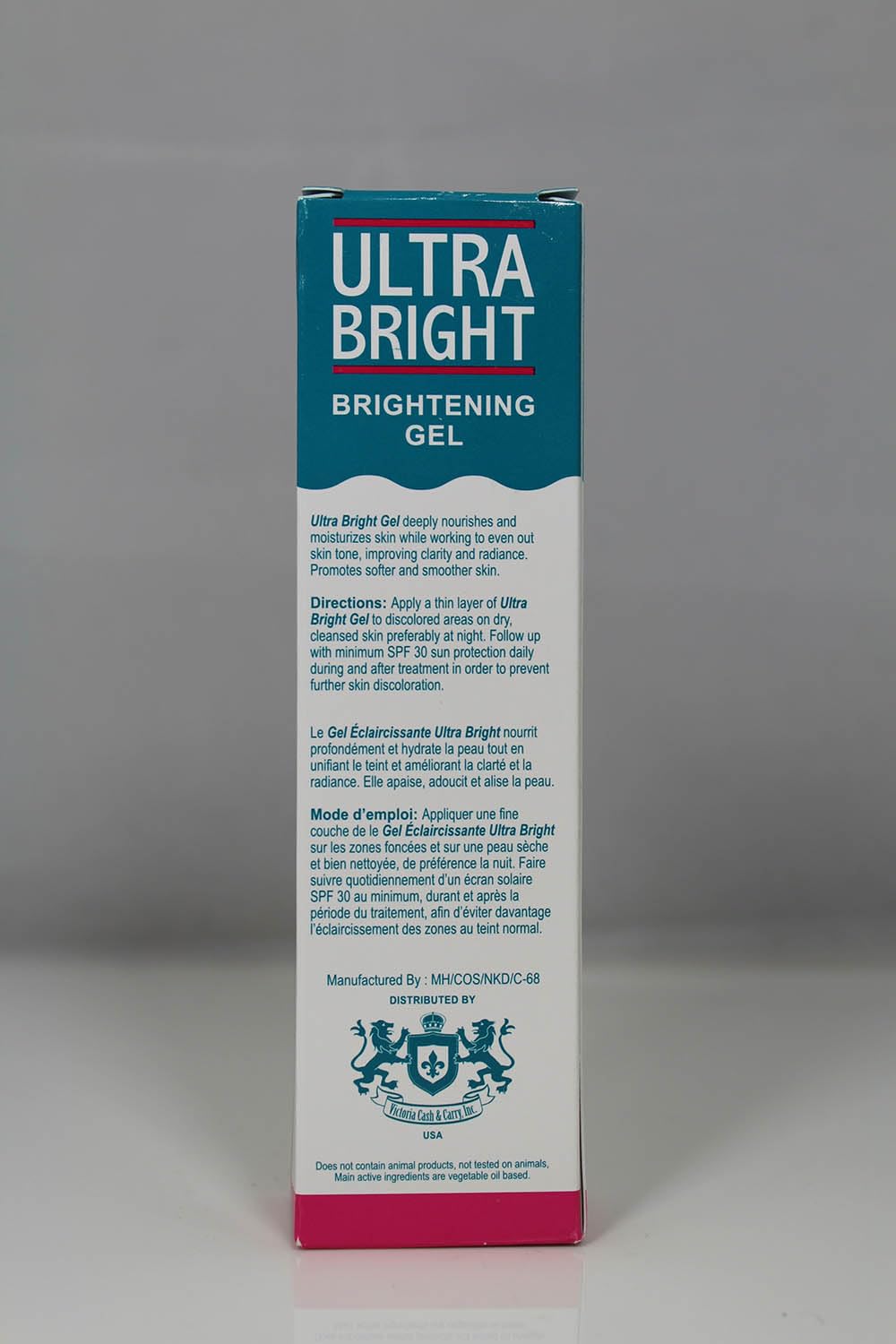 ULTRA BRIGHT Brightening Gel texture swatch shows creamy gel for daily use.