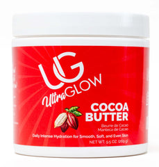 UltraGlow Cocoa Butter bottle delivering intense hydration for smooth, soft skin.