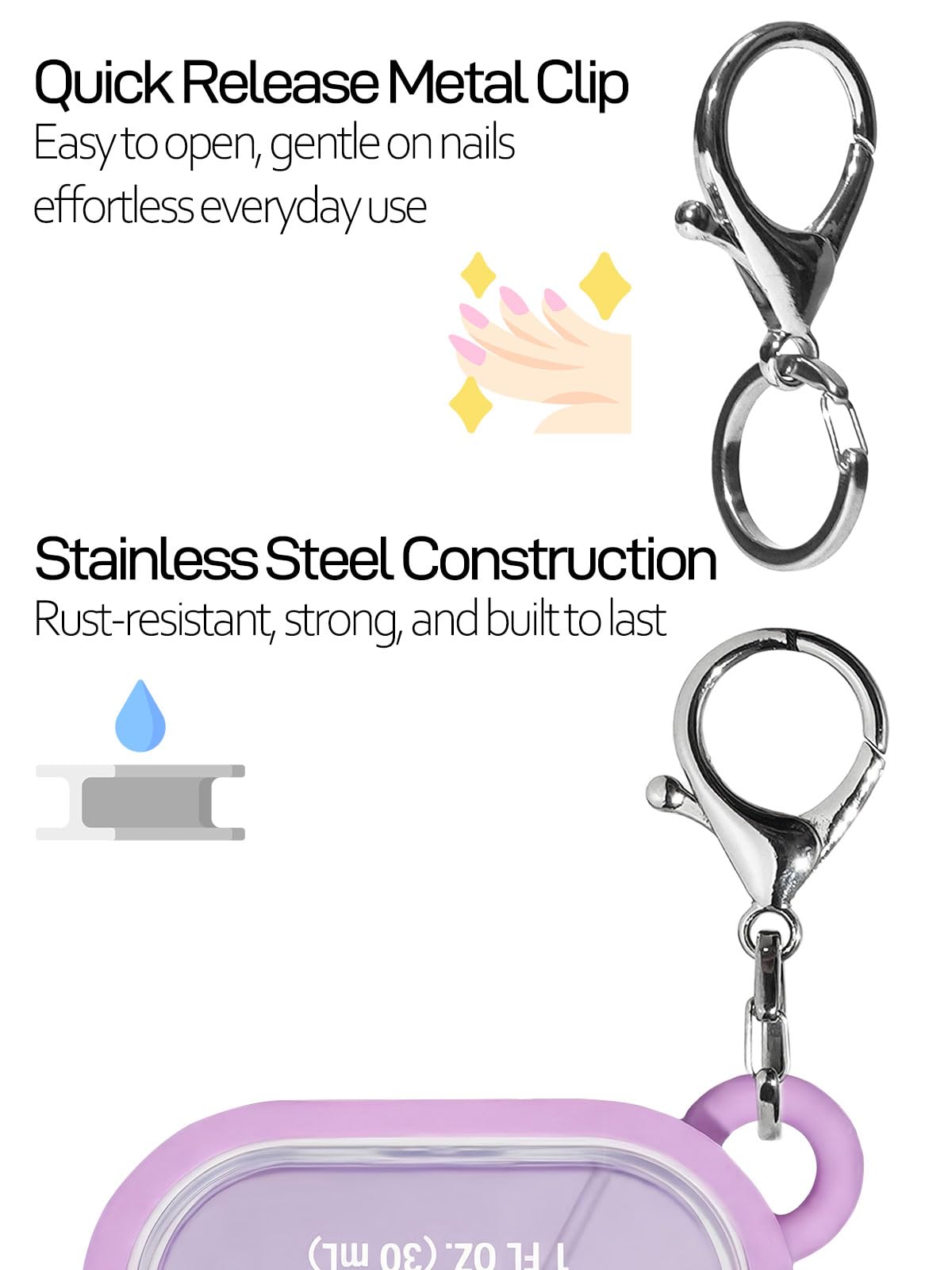 ULTRASKINX durable clip design for easy attachment to tote or backpack