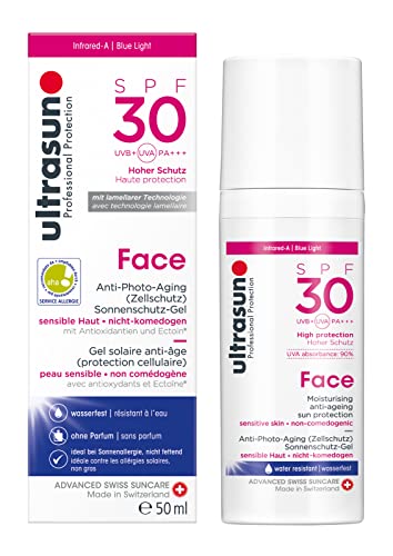 Applying Ultrasun SPF30 on the face for reliable daily protection.