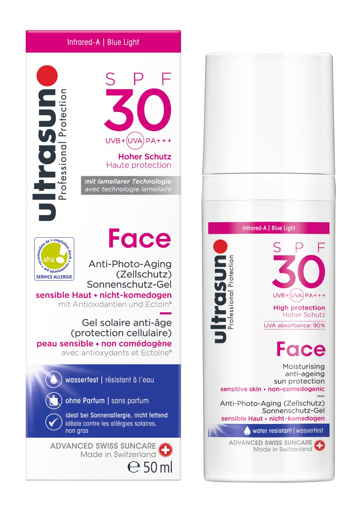 Ultrasun Face Anti-Ageing SPF30 50ml bottle offers broad daily protection.