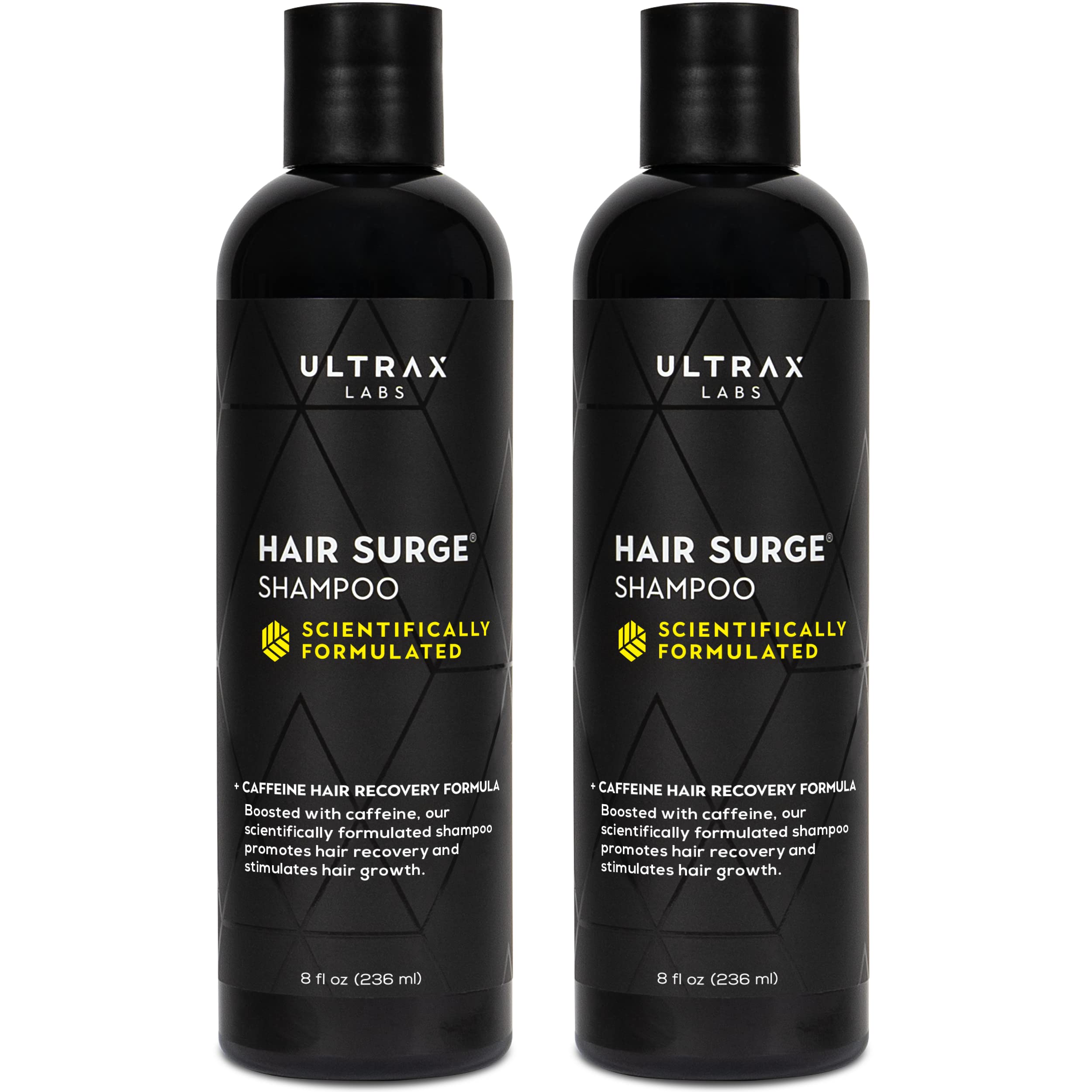 Ultrax Labs Hair Growth Shampoo bottle showcasing the Hair Surge formula for thicker-looking hair.