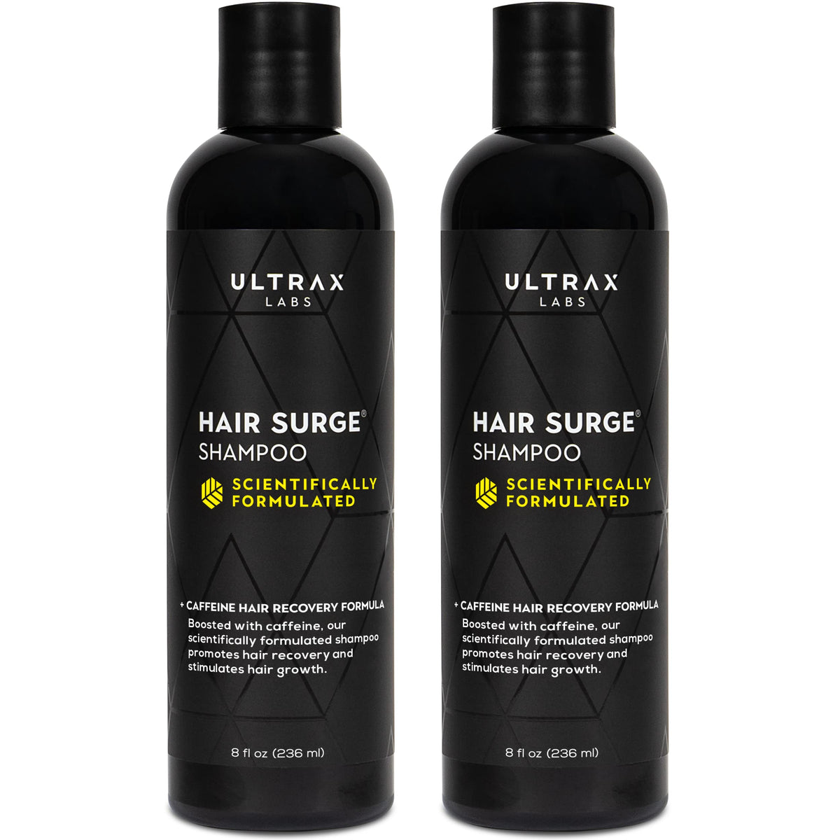 Ultrax Labs Hair Growth Shampoo bottle showcasing the Hair Surge formula for thicker-looking hair.